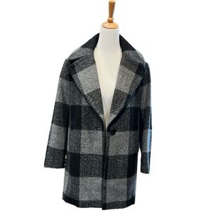 Single breasted wool blend peacoat buffalo check women’s Small S like new